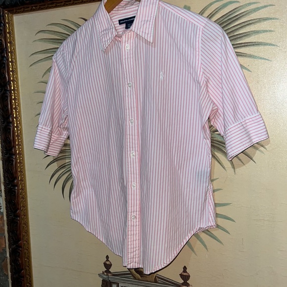 Ralph Lauren Blake Pink Striped Short Sleeve Button Down Shirt - Picture 4 of 5